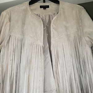 NEVER WORN RAMPAGE NUDE, SUEDE, FRINGE JACKET